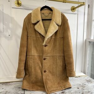Vtg Lambskin Suede Fur Shearling Tan Neutral Beige Men’s Extra Large Woman’s 2xl